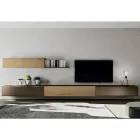 Compoziție modernă de perete din stejar cu noduri nordice și finisaj fier - Iselin Viadurini