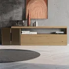 Compoziție modernă de perete din stejar cu noduri nordice și finisaj fier - Siri Viadurini