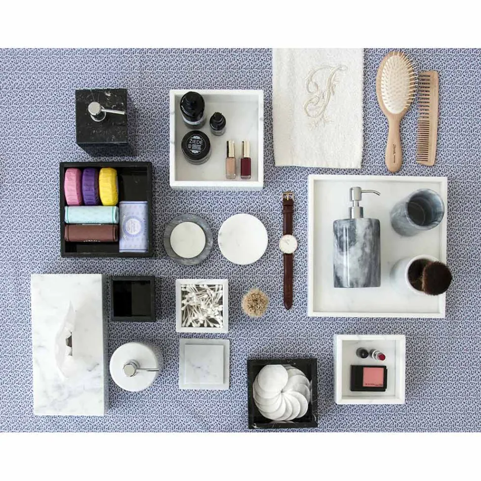 Accesorii pentru baie compozite din marmură albă Carrara Fabricată în Italia - Tuono Viadurini