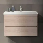 Compoziție suspendată de mobilier pentru baie în melamină de stejar - Becky Viadurini