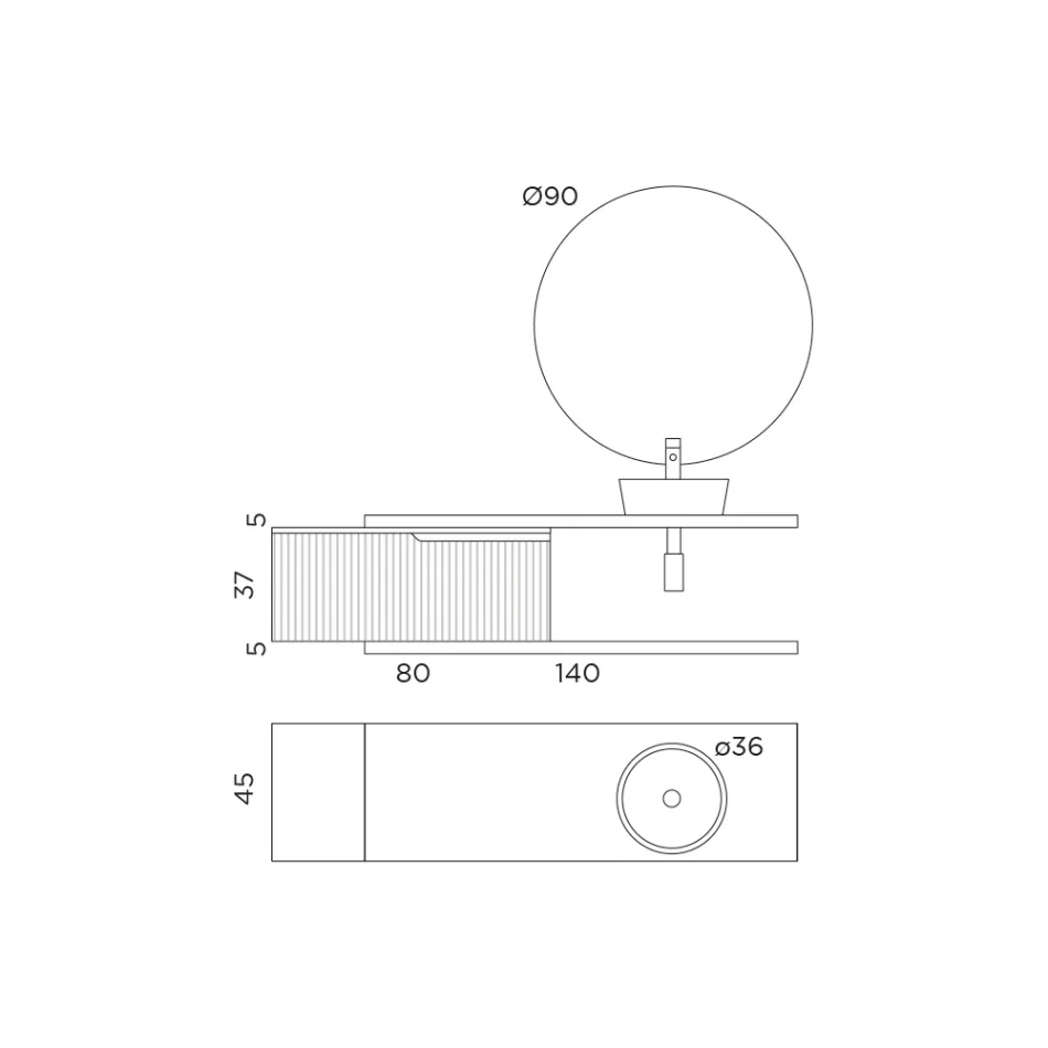 Compoziție de baie Tiffany Albastru și Stejar cu Oglindă Made in Italy - Ermes Viadurini