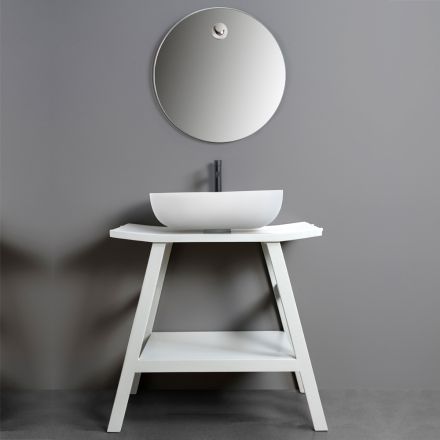 Compoziție de baie albă cu accesorii rezistente la zgârieturi și oglindă - Patryk Viadurini