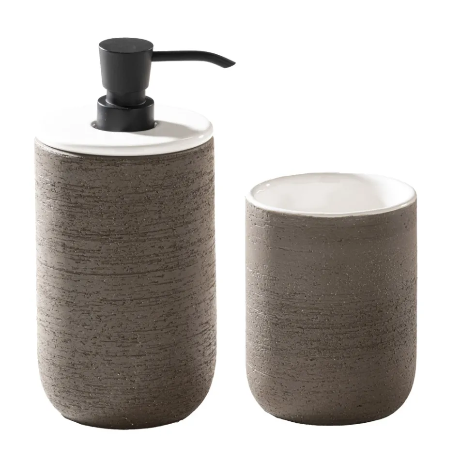 Compoziție de baie albă cu suport de sol și accesorii de design - Georges Viadurini