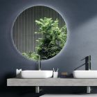 Compoziție de baie de culoare beton și alb mat cu lavoar, oglindă și bază - Palom Viadurini