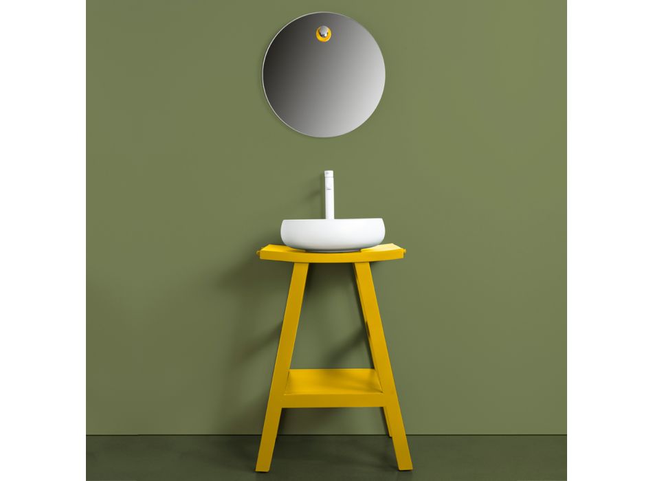 Compoziție galbenă pentru baie, inclusiv oglindă și accesorii - Maryse Viadurini