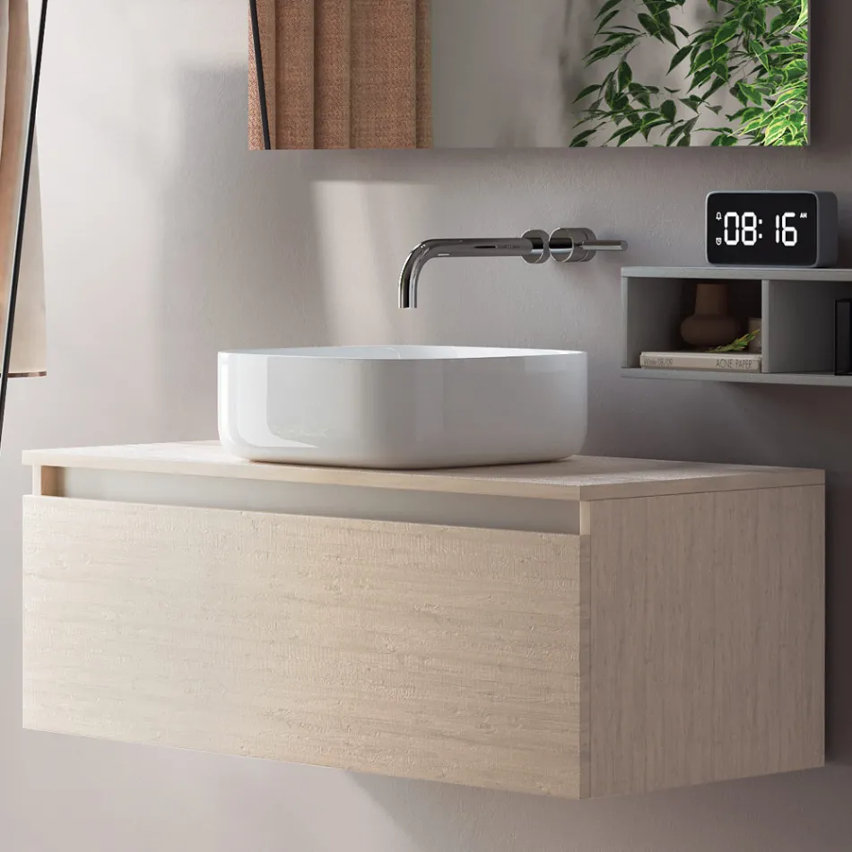 Compozitie baie completa cu lavoar, oglinda si baza Made in Italy - Dream Viadurini