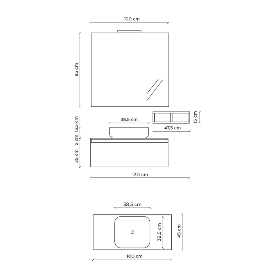 Compozitie baie completa cu lavoar, oglinda si baza Made in Italy - Vis Viadurini