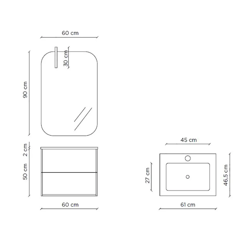 Compozitie pentru baie compusa din oglinda si baza anti-zgarieturi Made in Italy - Kilograme Viadurini