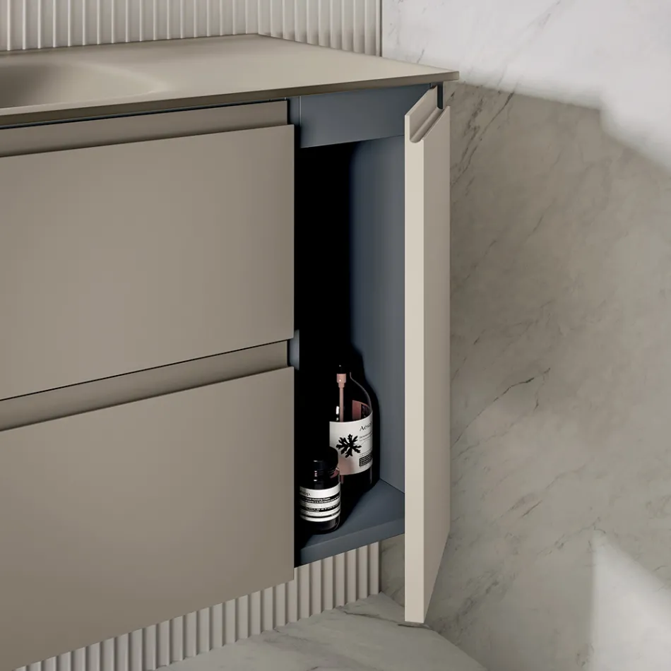 Compoziție de baie inclusiv bază cu 2 sertare și 1 ușă - Titan Viadurini