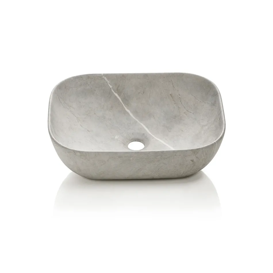 Compoziție de baie cu 1 sertar, 2 rafturi din stejar, chiuvetă și oglindă - Titan Viadurini