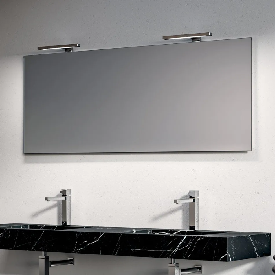 Compoziție de baie cu 1 sertar alb, oglindă și raft HPL Marquina - Velaria Viadurini