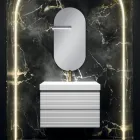 Compoziție de baie cu 2 sertare albe mate, chiuvetă și oglindă - Elios Viadurini