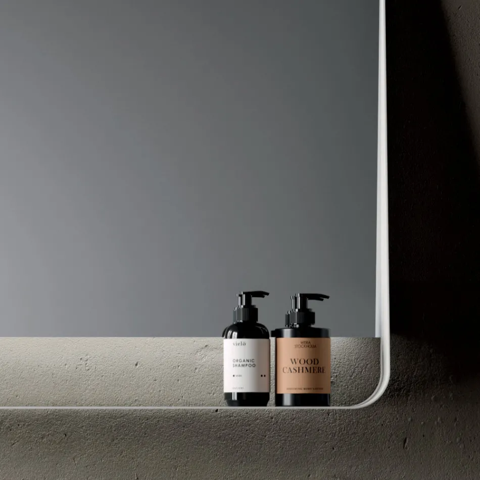 Compoziție de baie cu 2 sertare și 2 compartimente deschise, oglindă și chiuvetă - Magnolia Viadurini