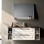 Compoziție de baie cu 2 sertare și 2 compartimente deschise, oglindă și chiuvetă - Magnolia Viadurini