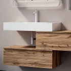 Compoziție de baie cu 2 sertare, chiuvetă albă, oglindă și dulap de perete - Elios Viadurini