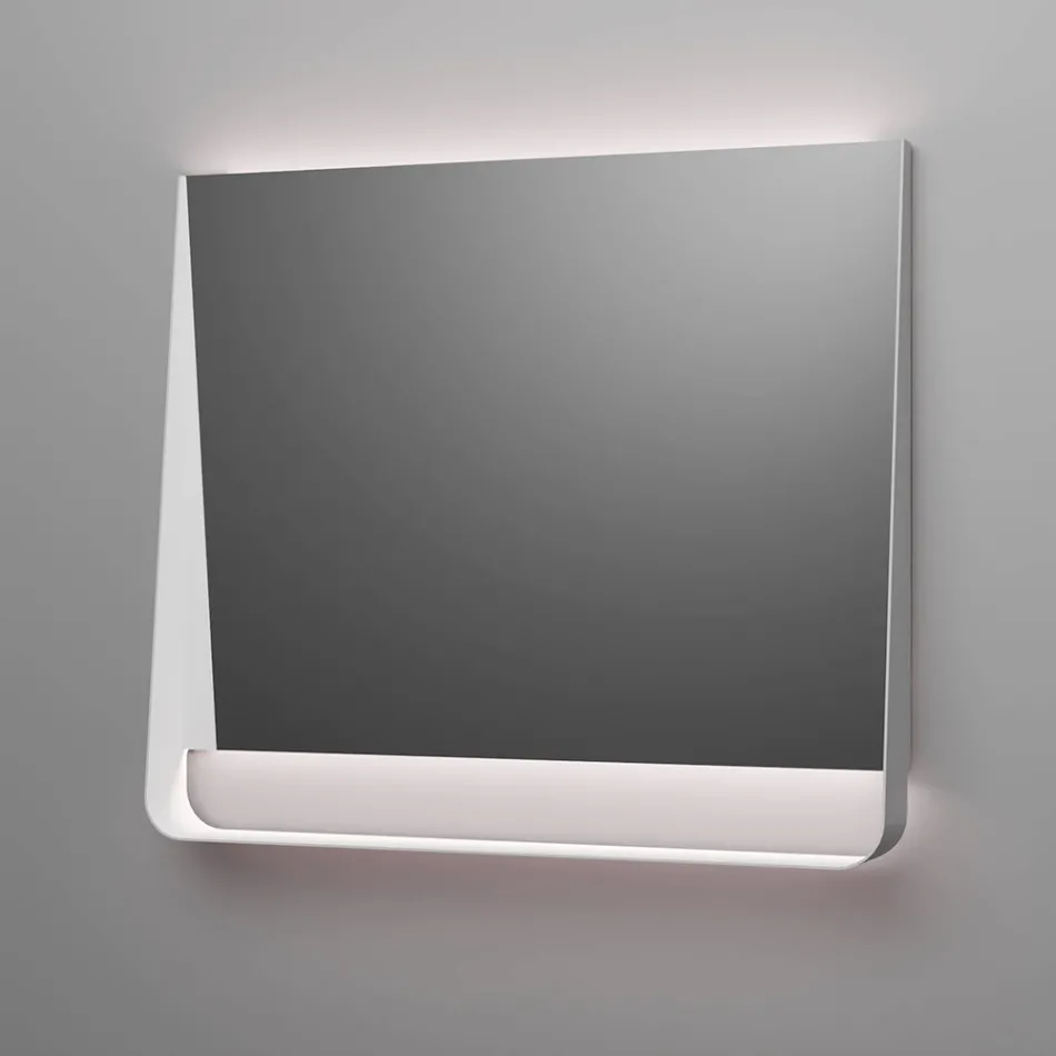 Compoziție de baie cu 2 sertare, chiuvetă albă, oglindă și dulap de perete - Elios Viadurini