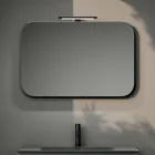 Compoziție de baie cu 2 sertare, chiuvetă din sticlă gri și oglindă - Elios Viadurini