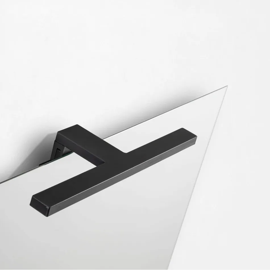 Compoziție de baie cu 2 sertare, chiuvetă din sticlă gri și oglindă - Elios Viadurini