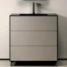 Compoziție de baie cu 3 sertare gri mat, oglindă și chiuvetă - Velaria Viadurini