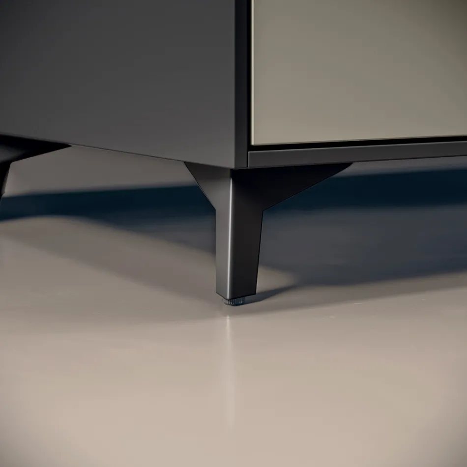 Compoziție de baie cu 3 sertare gri mat, oglindă și chiuvetă - Velaria Viadurini