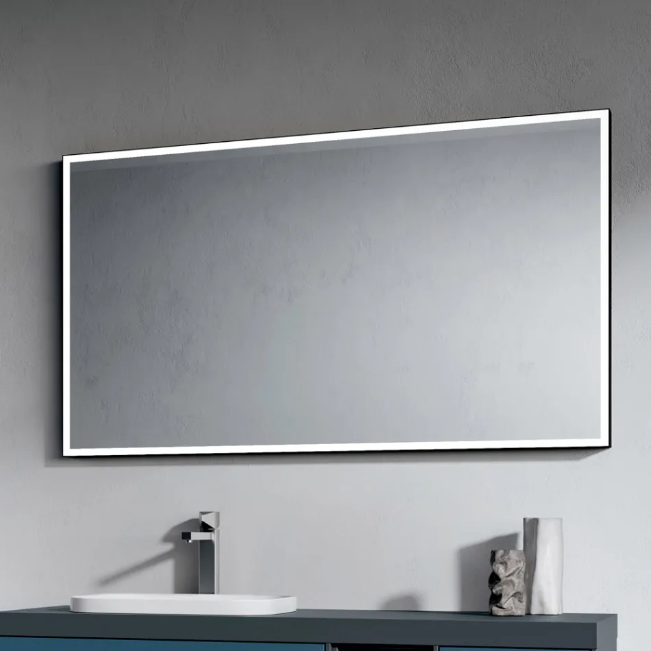 Compoziție de baie cu 4 sertare Avio Blue, oglindă și chiuvetă - Velaria Viadurini