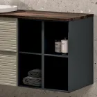 Compoziție de baie cu 4 sertare, chiuvetă, oglindă și rafturi deschise - Elios Viadurini