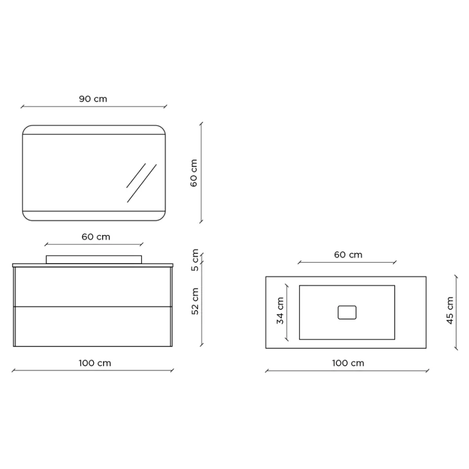 Compozitie Baie cu Baza, Oglinda si Lavoar Rasina Made in Italy - Kilos Viadurini