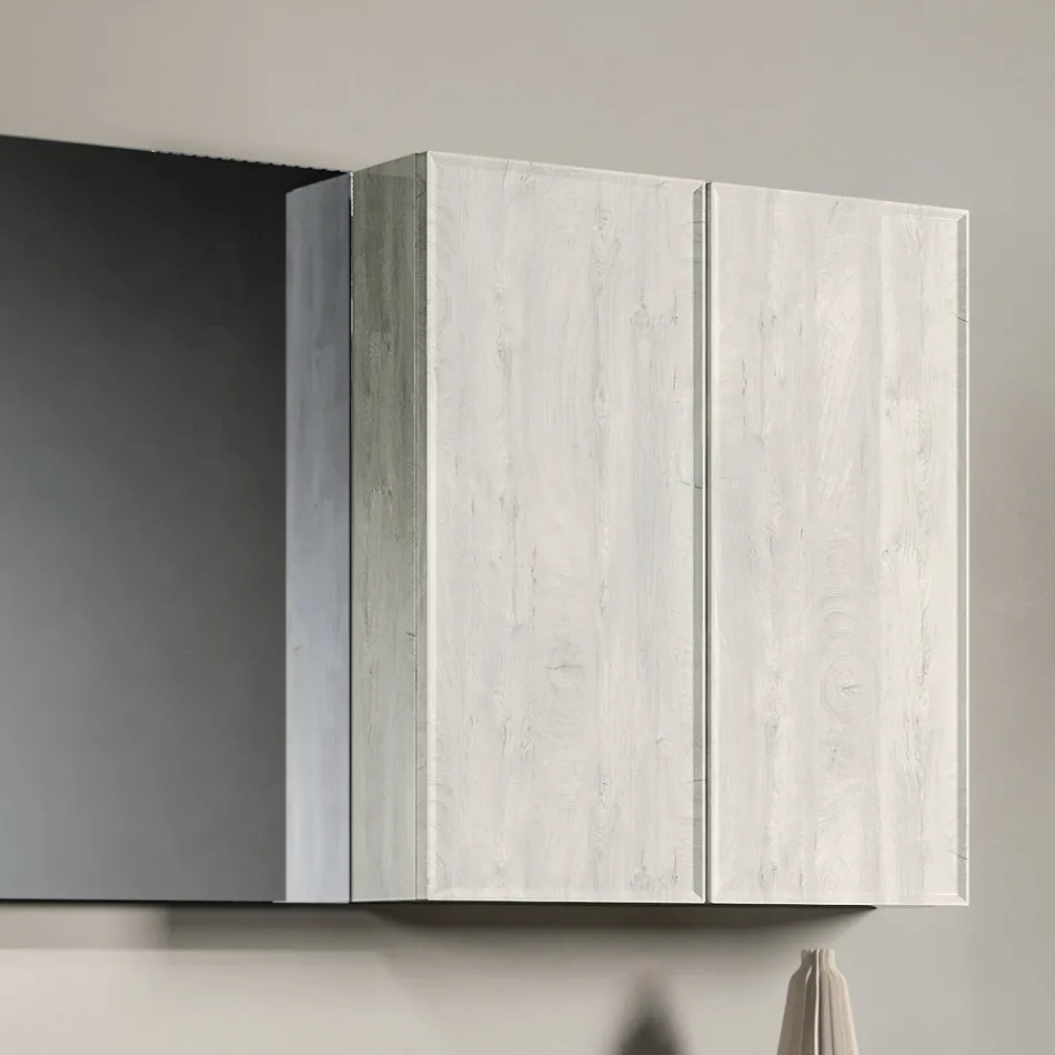 Compoziție de baie cu sertare, chiuvetă, oglindă și dulap de perete - Orione Viadurini