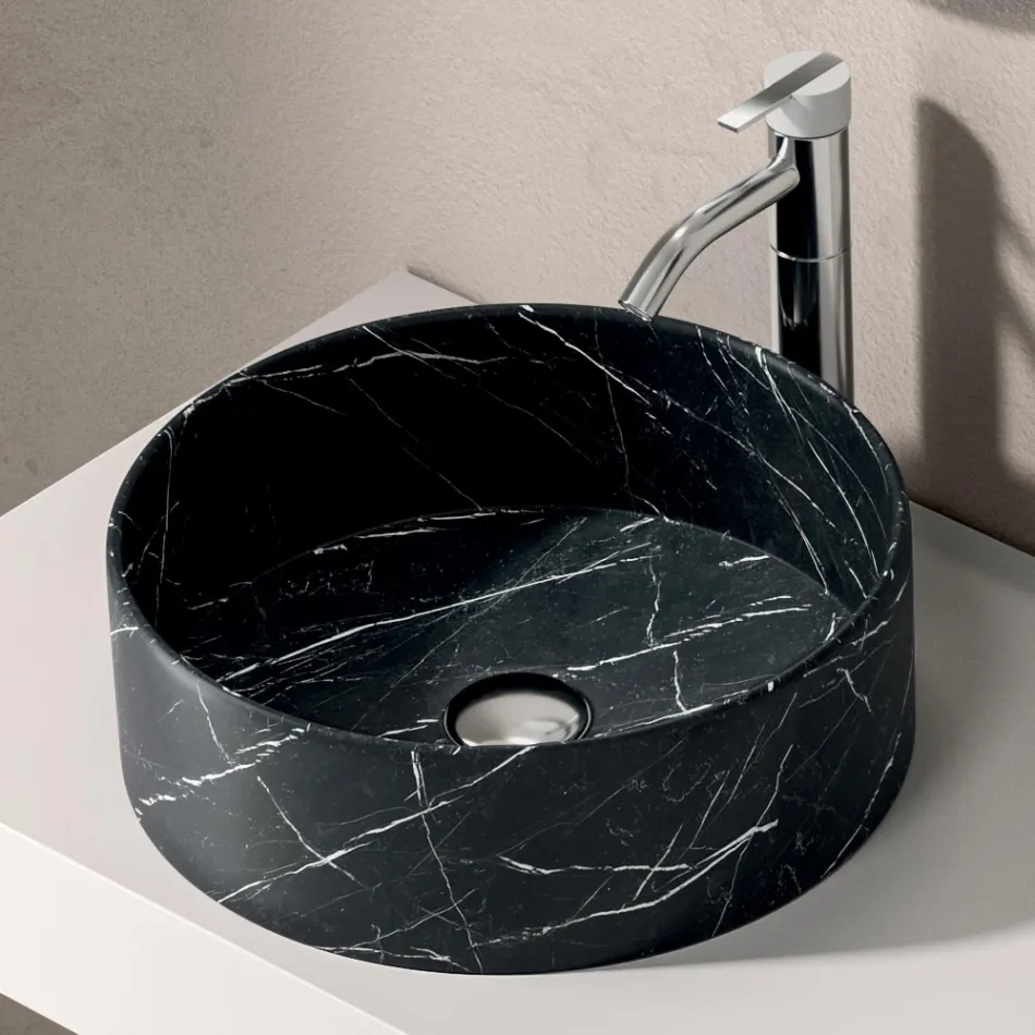 Compoziție de baie cu sertar, chiuvetă, oglindă, dulap de perete și raft - Elios Viadurini