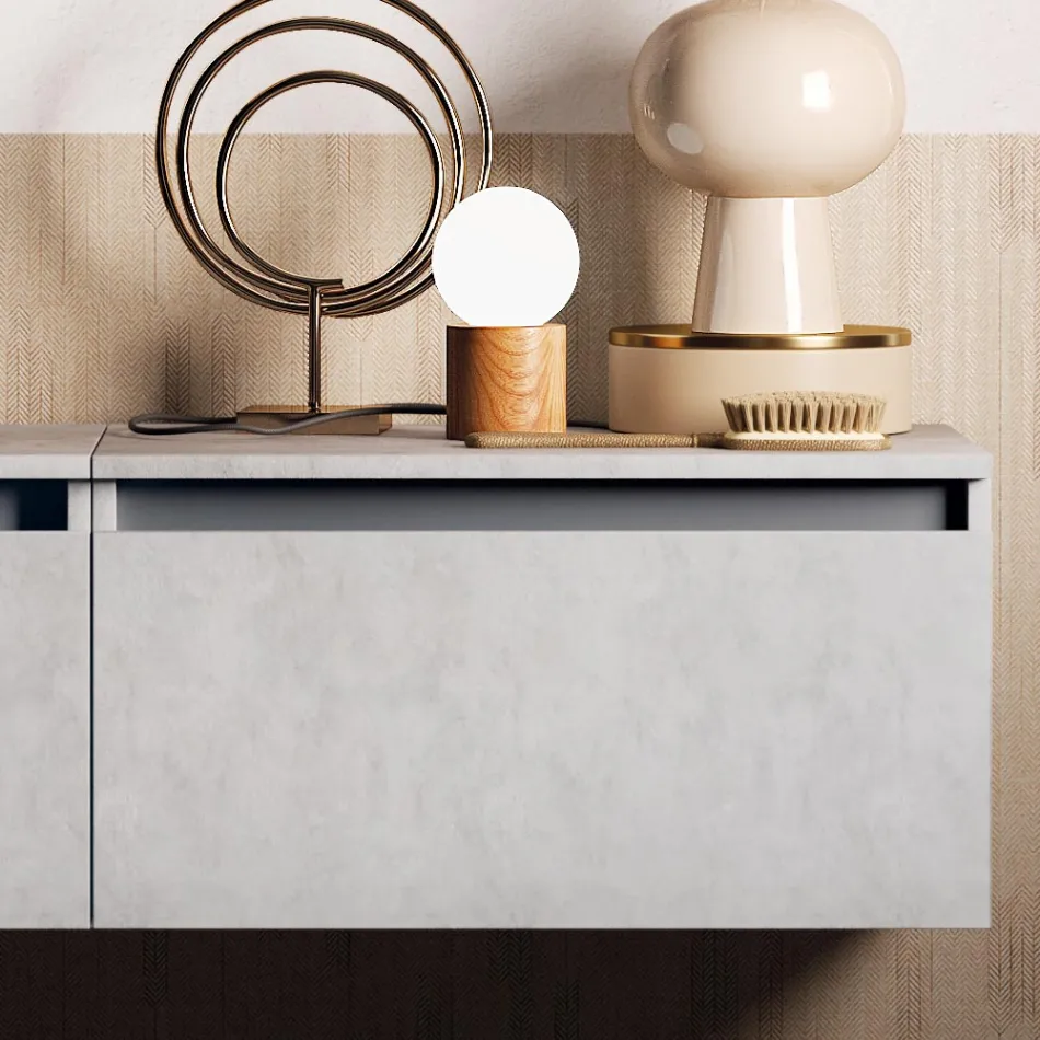 Compozitie Baie cu Lavoar, Baza Suspendata si Oglinda Made in Italy - Vis Viadurini