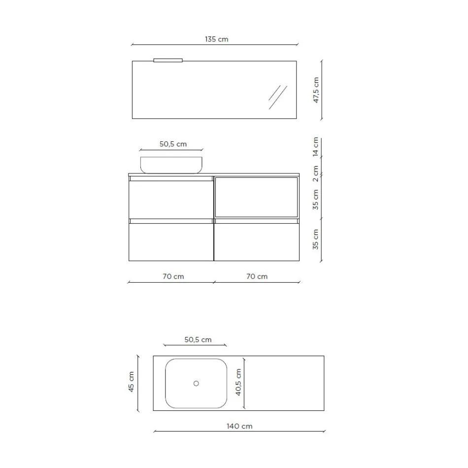 Compozitie de baie cu lavoar din ceramica si oglinda Made in Italy - Vis Viadurini