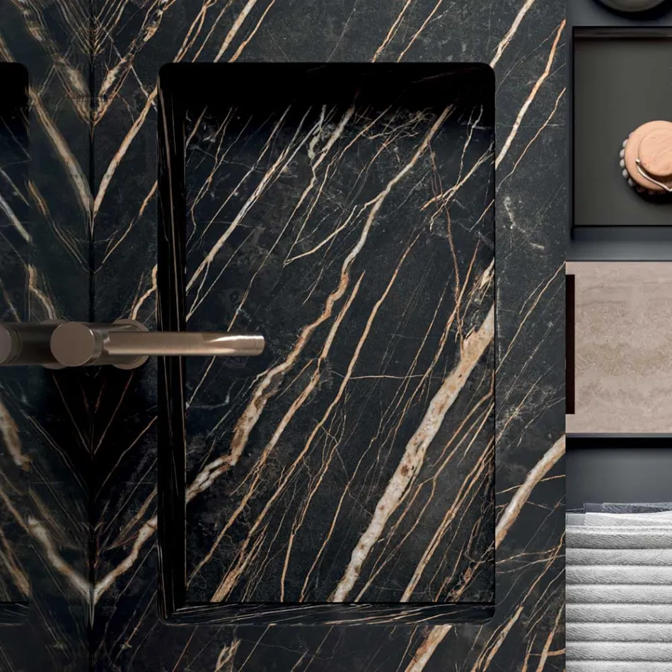 Compoziție de baie cu chiuvetă Noir Desir Gres - Orione Viadurini