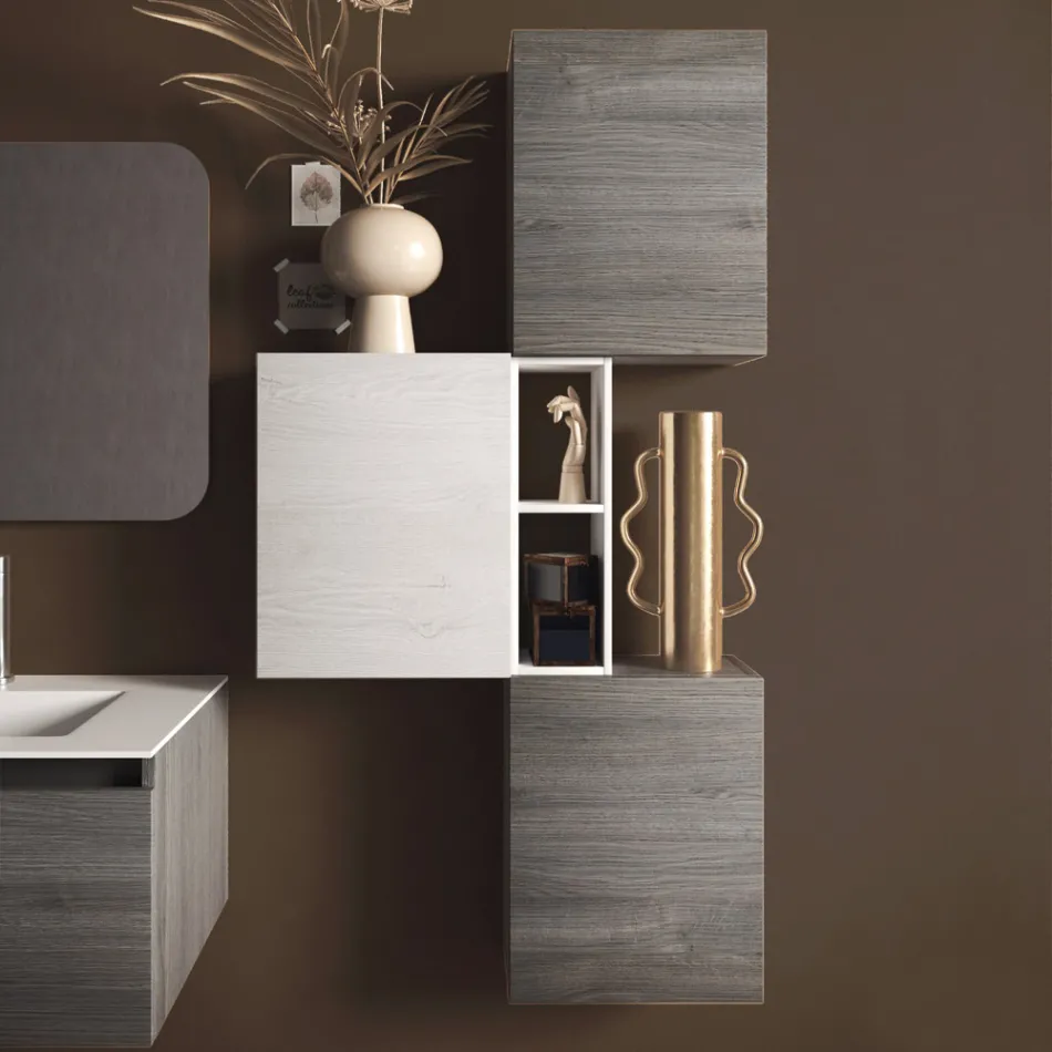 Compozitie de baie cu lavoar din rasina, baza anti-zgarieturi Made in Italy - vis Viadurini