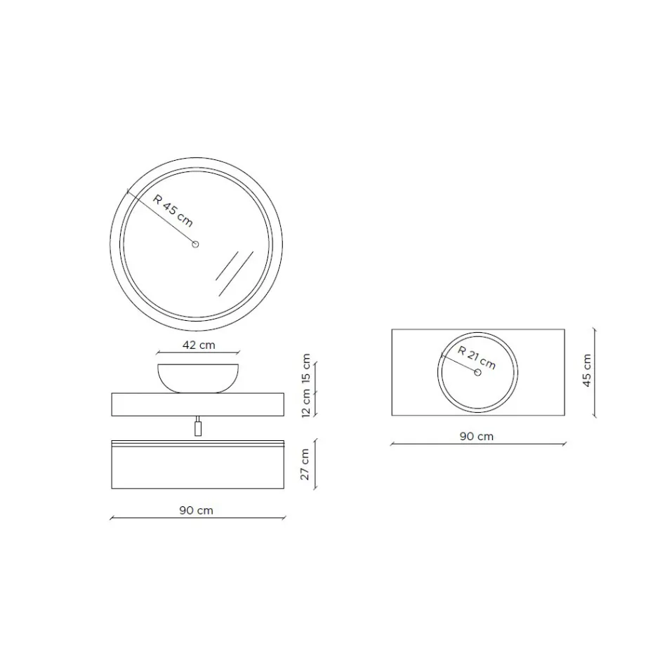 Compozitie de baie cu lavoar din rasina si oglinda Made in Italy - Palom Viadurini