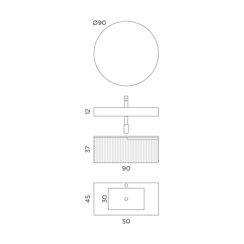 Compozitie baie cu blat Calacatta HPL Made in Italy - Talassa Viadurini