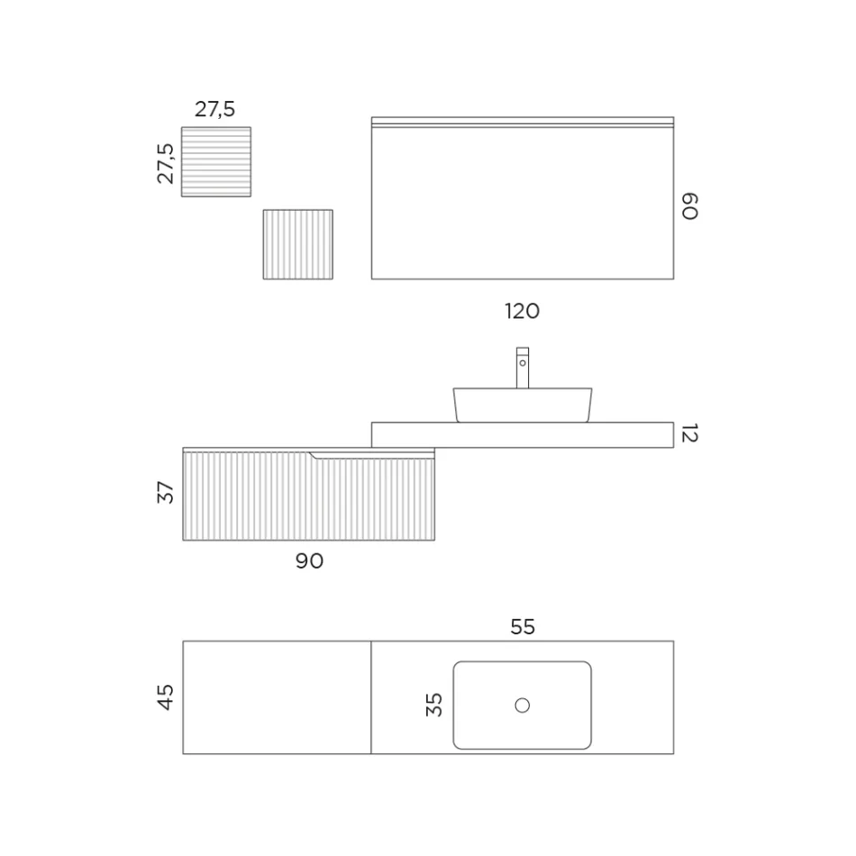 Compoziție de baie cu oglindă și unități de perete metalice Made in Italy - Efesto Viadurini