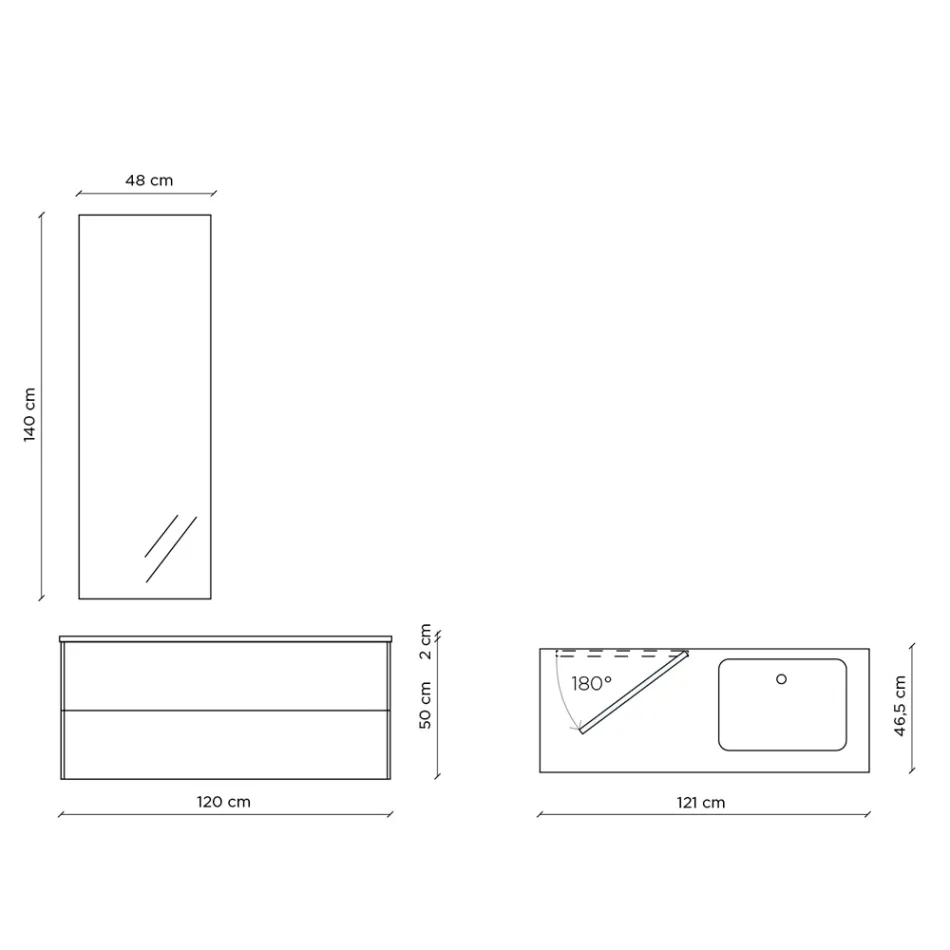 Compoziție de baie cu oglindă pivotantă la 180°, bază și chiuvetă Made in Italy - Kilograme Viadurini