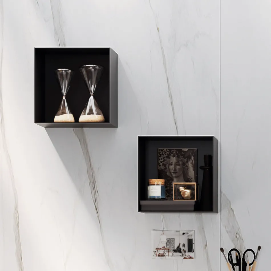 Compozitie de baie cu oglinda, lavoar din rasina si baza Made in Italy - Palom Viadurini