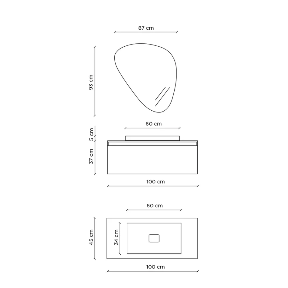 Compozitie Baie cu Oglinda Moderna, Baza Made in Italy si Lavoar - Vis Viadurini