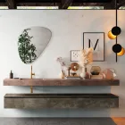 Compozitie de baie cu oglinda moderna si lavoar consola Made in Italy - Palom Viadurini