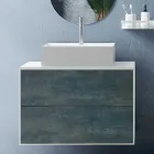 Compozitie de baie cu oglinda ovala, baza si lavoar Made in Italy - Kilos Viadurini