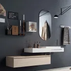 Compozitie de baie cu oglinda ovala, lavoar si baza Made in Italy - Palom Viadurini