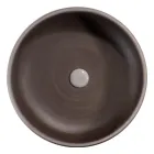 Compoziție de baie gri cu oglindă rotundă și diverse accesorii - Maryse Viadurini