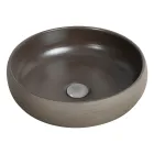 Compoziție de baie gri cu oglindă rotundă și diverse accesorii - Maryse Viadurini