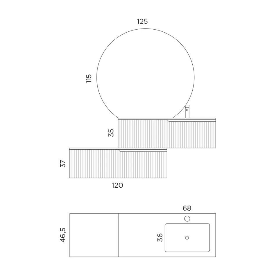 Compozitie baie din Stejar Rio si Gri Cannettati Made in Italy - Chrono Viadurini