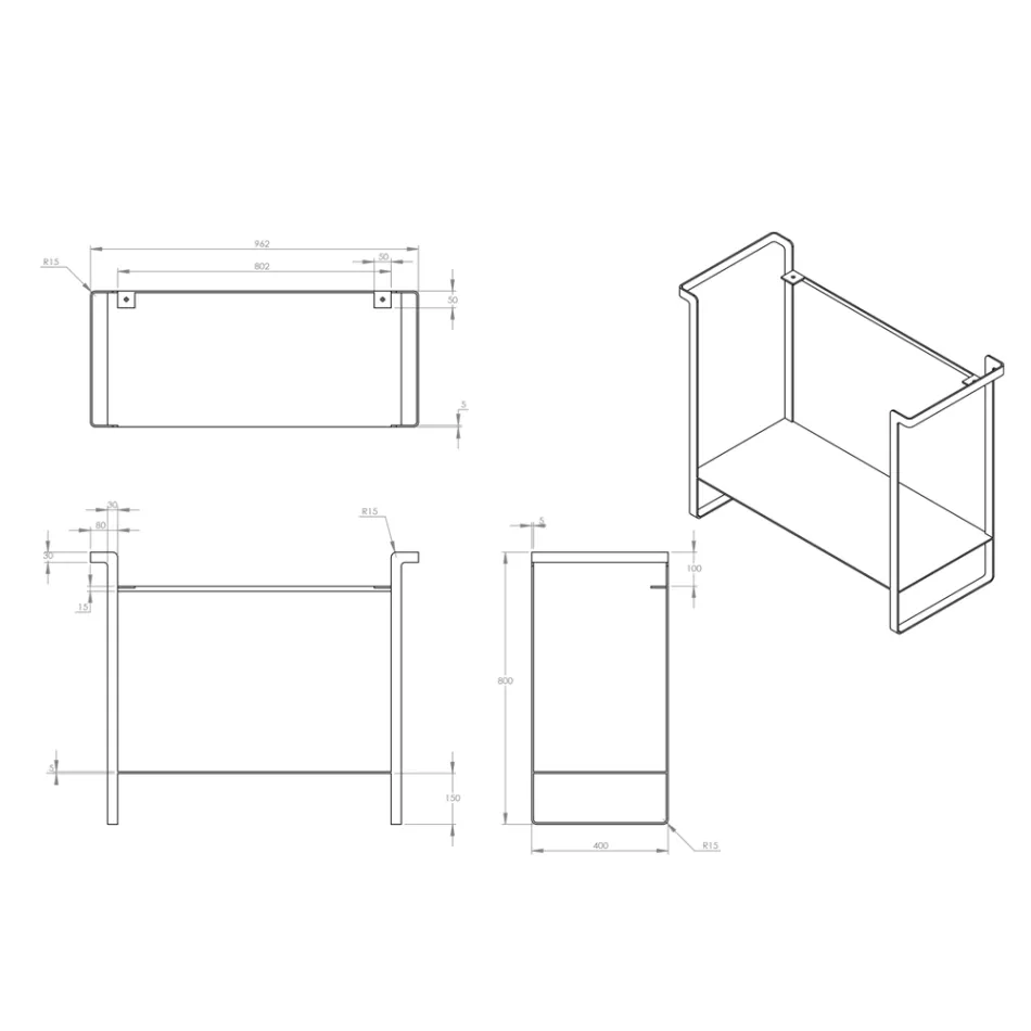 Compoziție pentru baie Lavoar din ceramică și bază din oțel Made in Italy - Quadro Viadurini