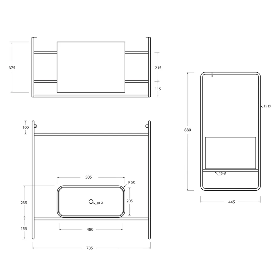 Compozitie pentru baie Lavoar din ceramica si oglinda Made in Italy - Chantal Viadurini