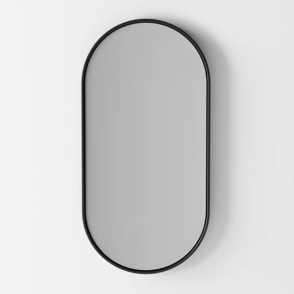 Compozitie pentru baie Lavoar din ceramica si oglinda Made in Italy - Hoscar Viadurini