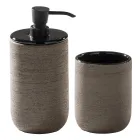 Compozitie baie neagra cu dulap din lemn de tec si accesorii de calitate - Sylviane Viadurini