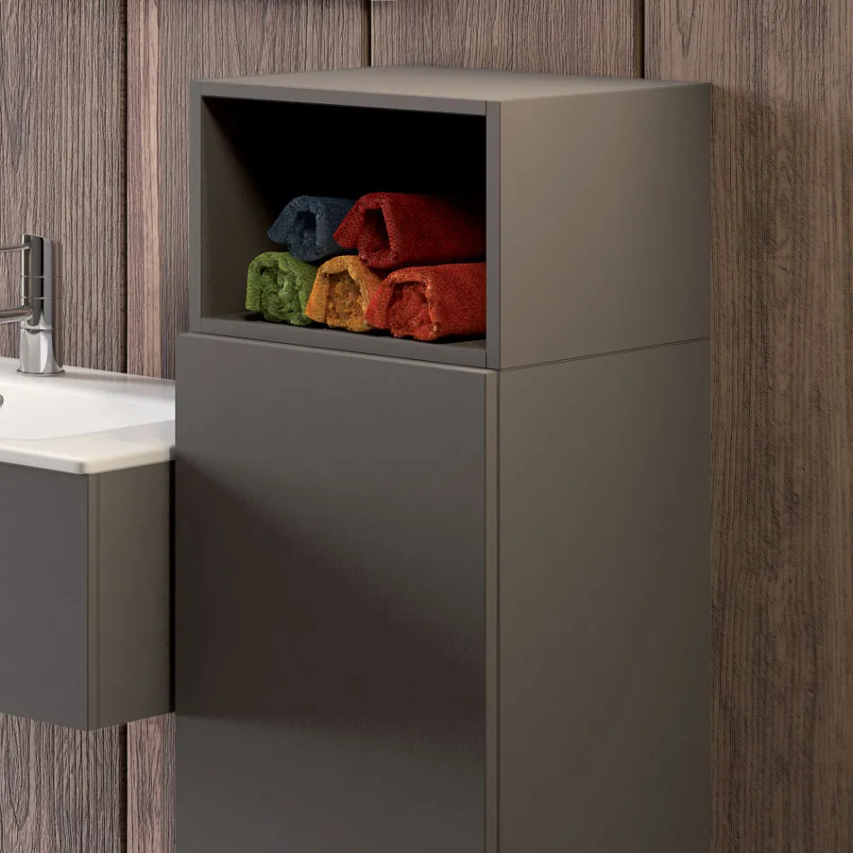 Compozitie de baie suspendata in fenix gri fum fabricata in Italia, Napoli Viadurini